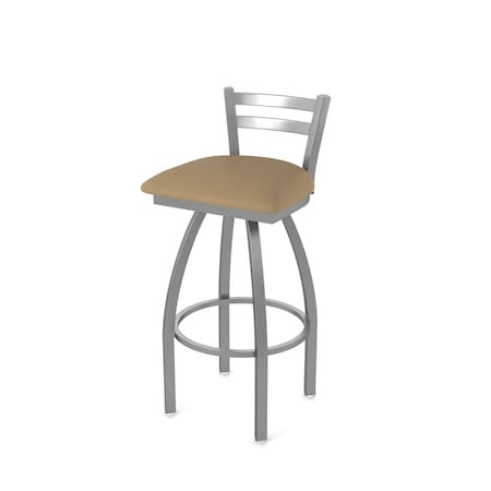 Holland Bar Stool Co OD411 Jackie Low Back Stainless Steel 25 Swivel Outdoor Counter Stool with Breeze Champagne Seat OD41125SSOD005